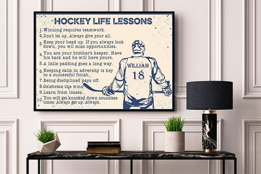 Póster personalizado de lecciones de vida sobre hockey, lienzo