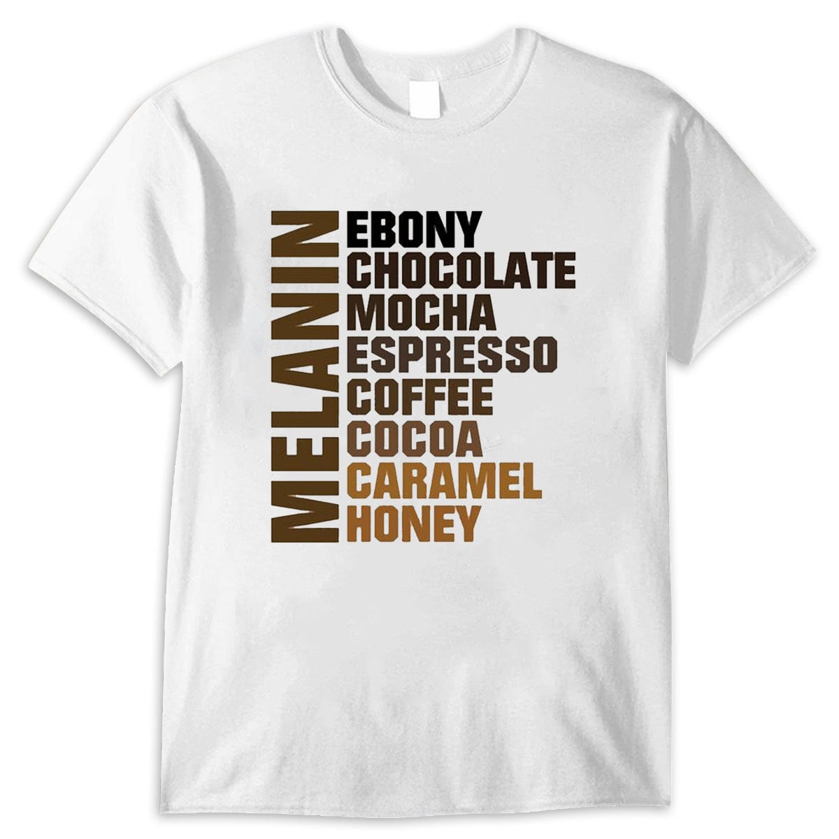 Camisas afroamericanas con melanina, camisa color ébano, chocolate, moca, café espresso, cacao, caramelo y miel