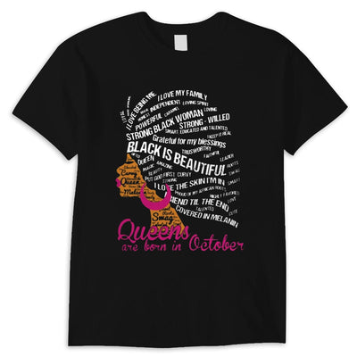 Black Women Queens Are Born In October, Personalized Birthday Shirts, African American Shirts