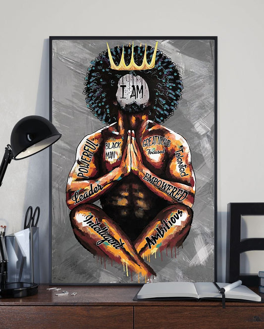 Póster "Rey negro rezando", lienzo, regalo para hombre afroamericano