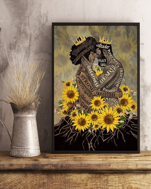 Black Root Couple With Sunflower Poster, Canvas