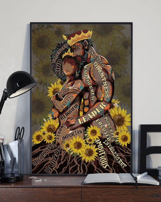 Póster de pareja de raíces negras con girasol, lienzo, regalos para parejas