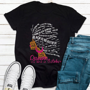 Black Women Queens Are Born In October, Personalized Birthday Shirts, African American Shirts