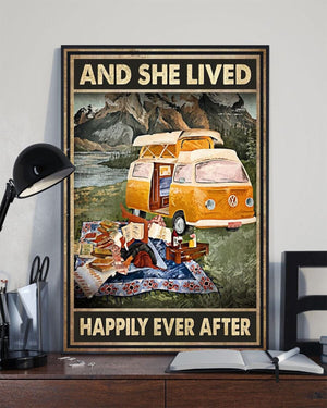 And She Lived Happily Ever After Camping Poster, Canvas