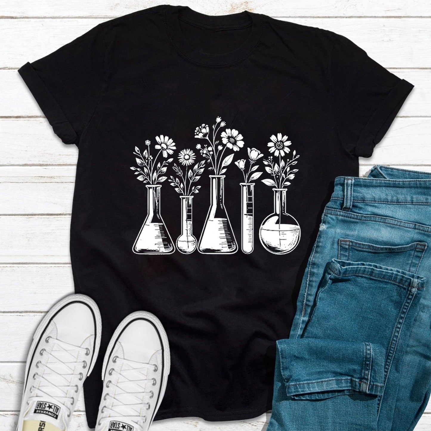Floral Chemistry Lab Science Shirt
