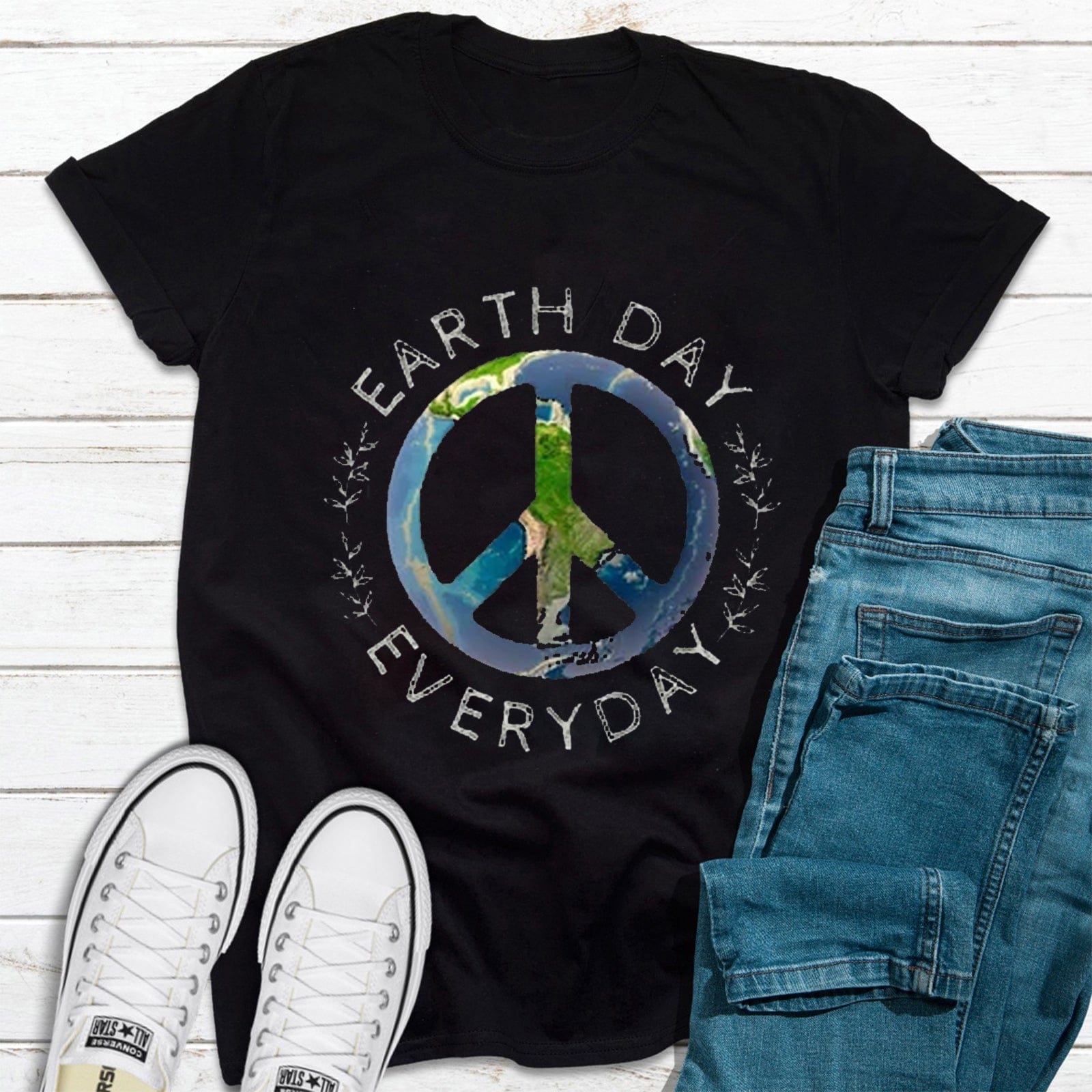 Camiseta con el símbolo hippie del Día de la Tierra para salvar el planeta todos los días