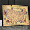 Map Of American Indian Tribes, Native American Poster, Canvas