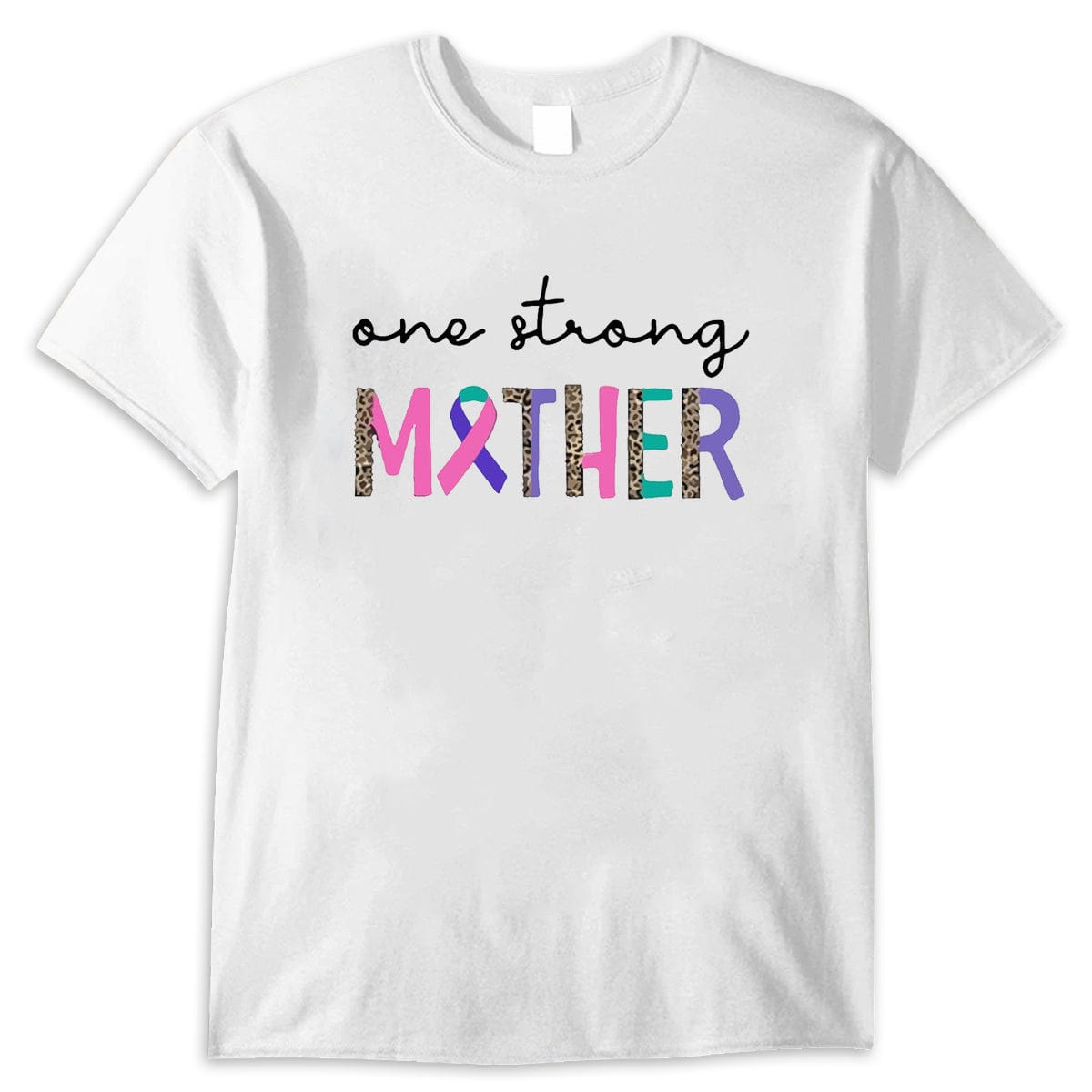 One Strong Mother Thyroid Cancer Awareness Shirt, Purple Teal Pink Ribbon Cancer Fighter Shirt