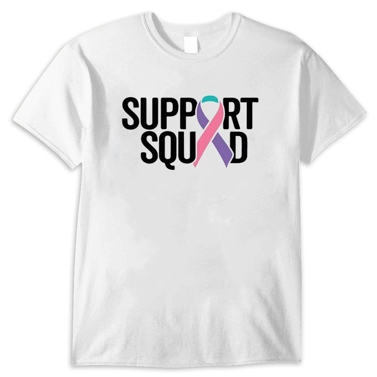 Support Squad Thyroid Cancer Awareness Shirt, Purple Teal Pink Ribbon Cancer Fighter Shirt