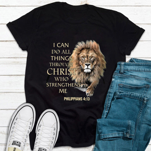 Todo lo puedo en Cristo que me fortalece Camiseta León Jesús