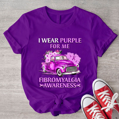 I Wear Purple For Me Car and Flower Fibromyalgia Awareness Shirt