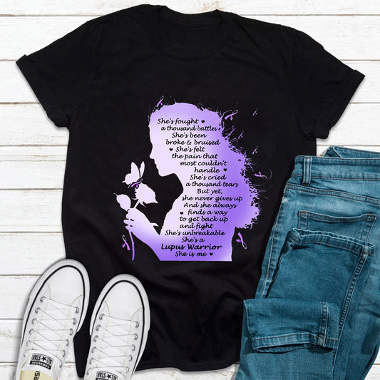 Camiseta de concienciación sobre el lupus "Ella ha luchado mil batallas"