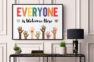 Everyone Is Welcome Here Inclusive Equality Lgbt Poster, Canvas