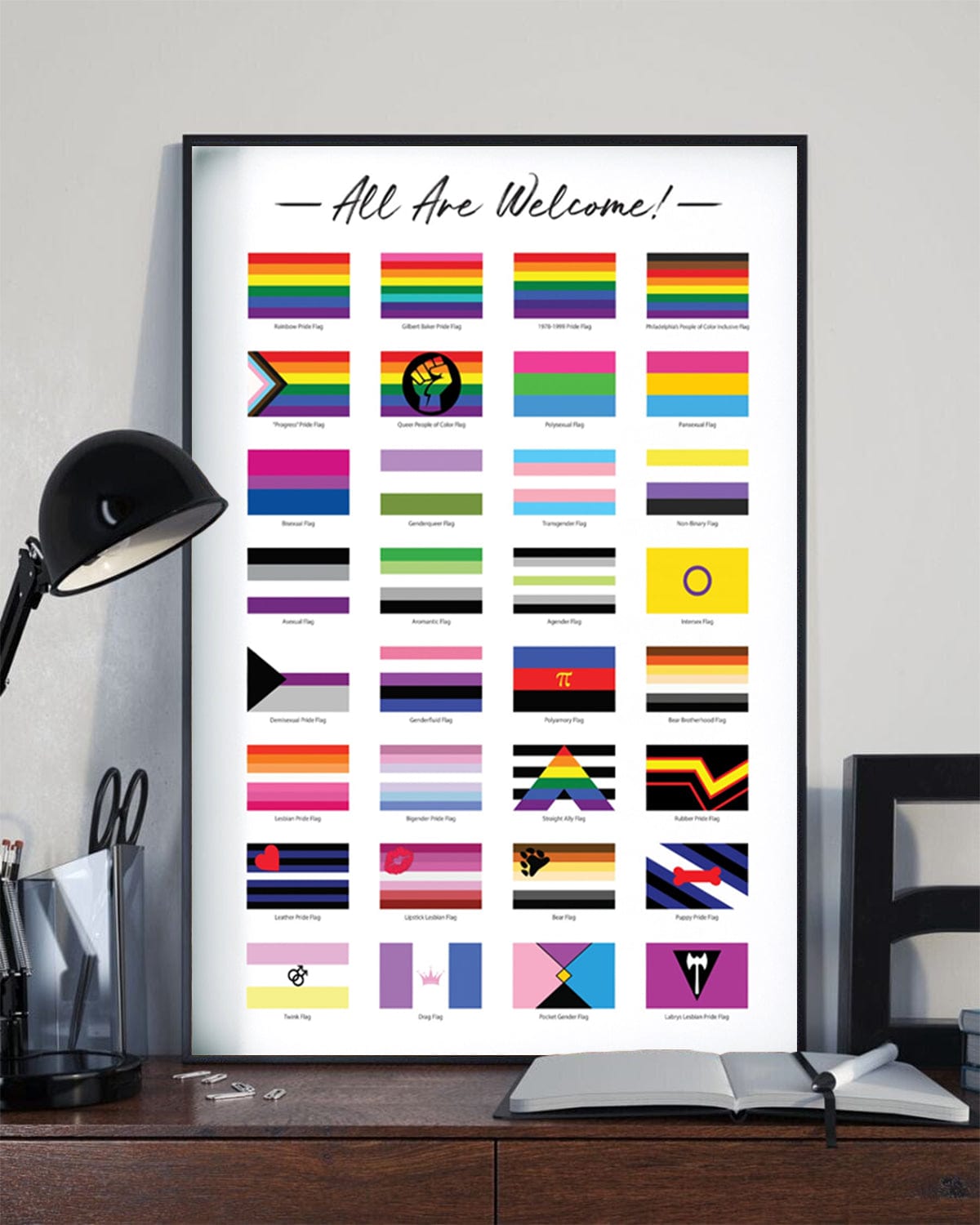 All Are Welcome Flags Of LGBTQIA All Pride Flags Poster, Canvas