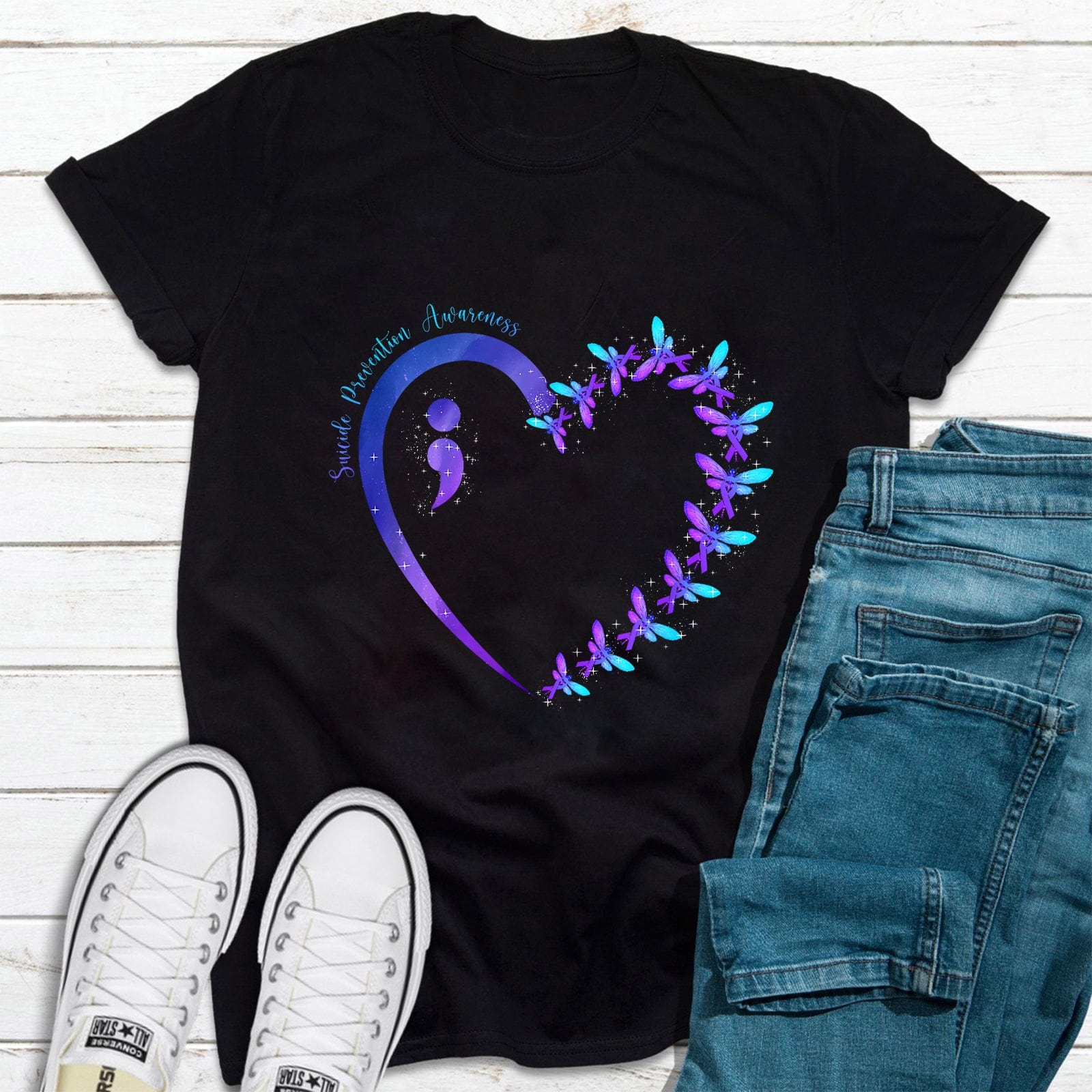 Camiseta de prevención del suicidio con corazón compasivo