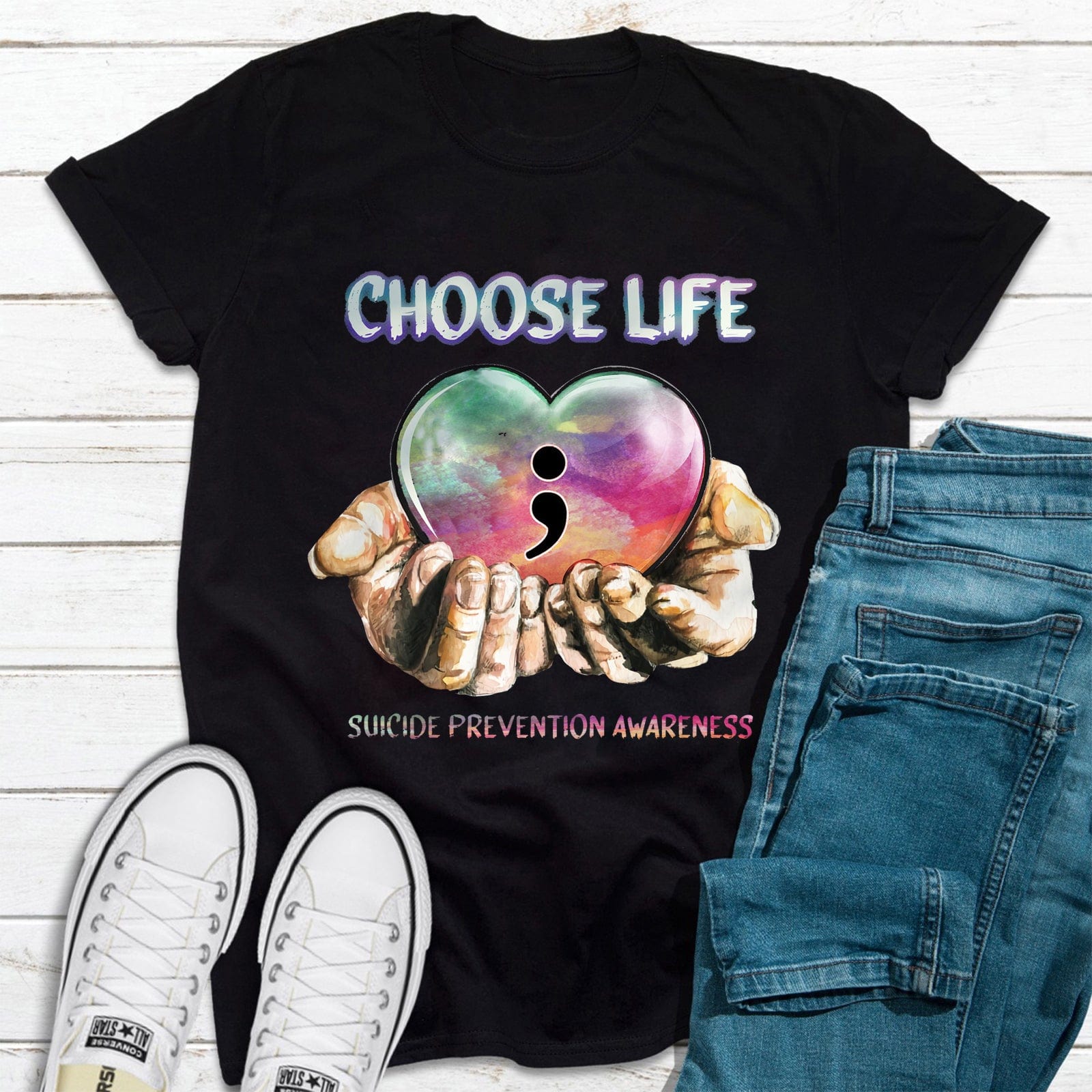 Choose Life Heart Suicide Prevention Awareness T-Shirt