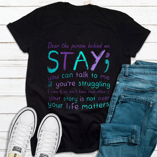 Camiseta de concienciación sobre la prevención del suicidio Stay Your Life Matters