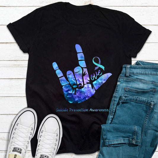 Love & Support Hand Sign Suicide Prevention Awareness T-Shirt