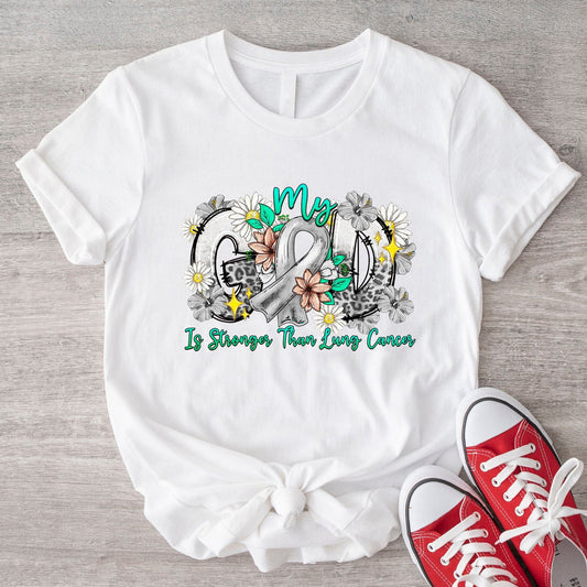 Camiseta Mi Dios es más fuerte que el cáncer de pulmón