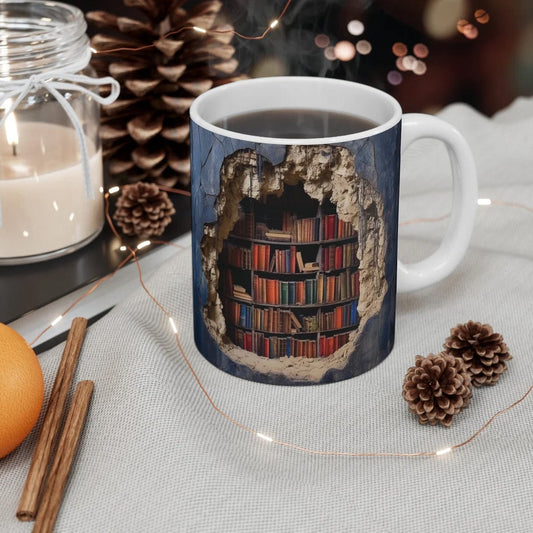 Taza de cerámica con forma de libro y efecto 3D realista