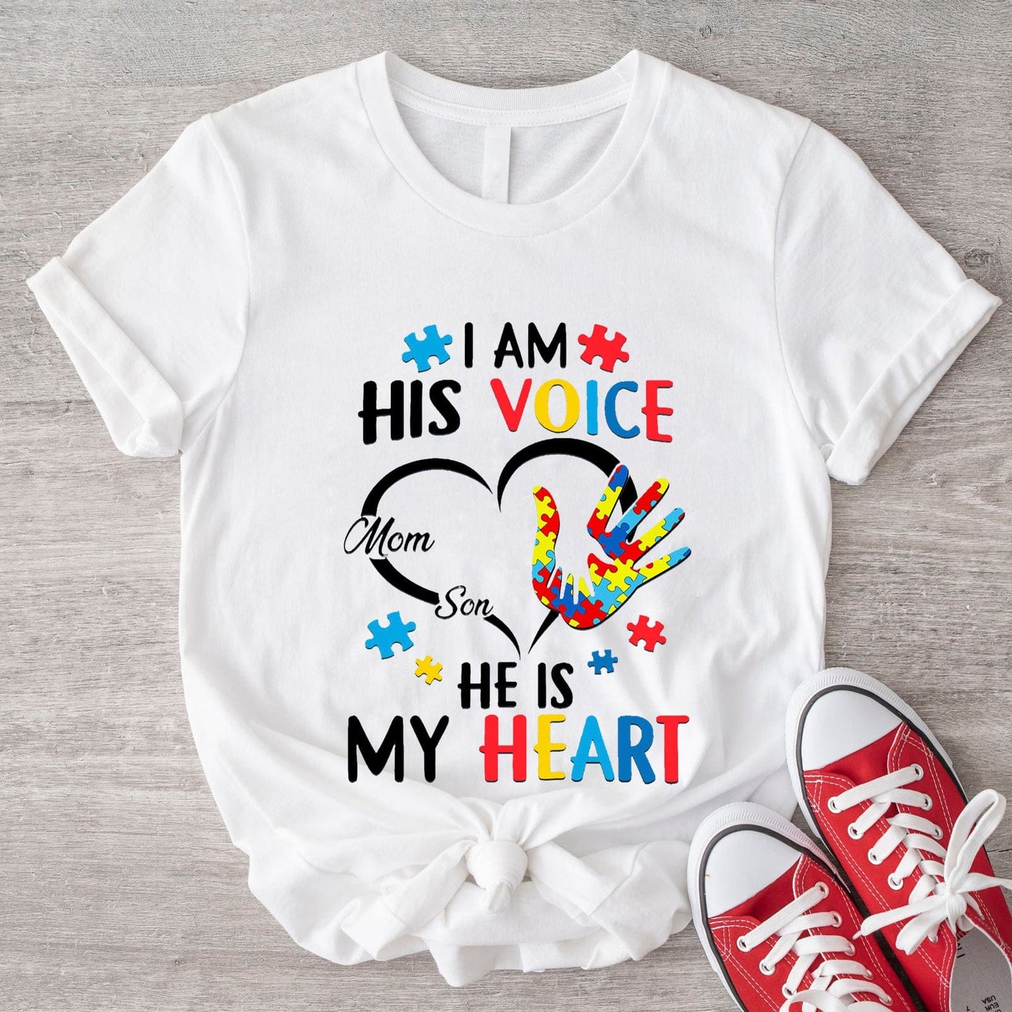 I Am His Voice He Is My Heart Autism Mom Shirts
