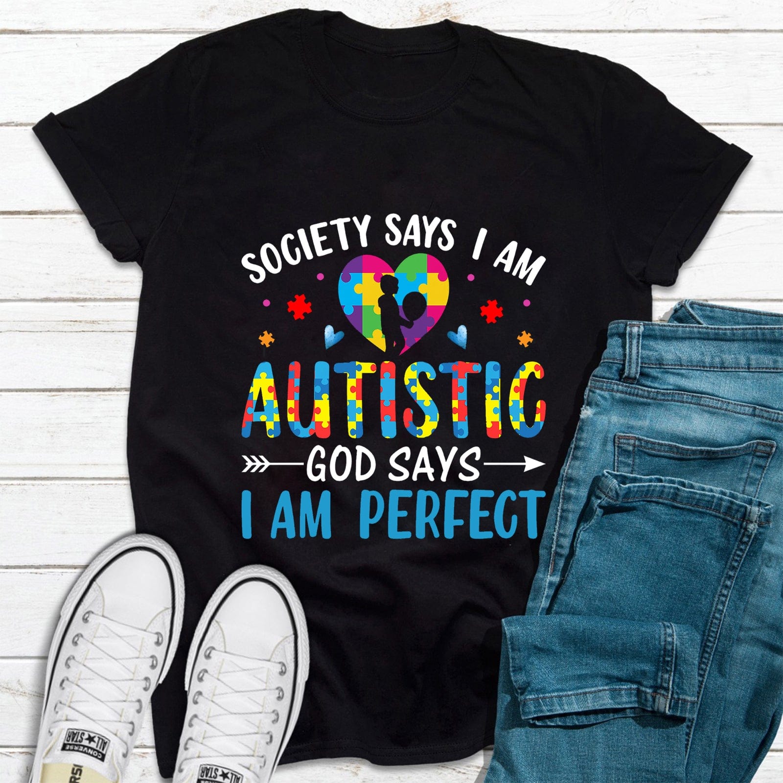 Society Says I Am Autistic God Says I Am Perfect Autism Awareness T-Shirt