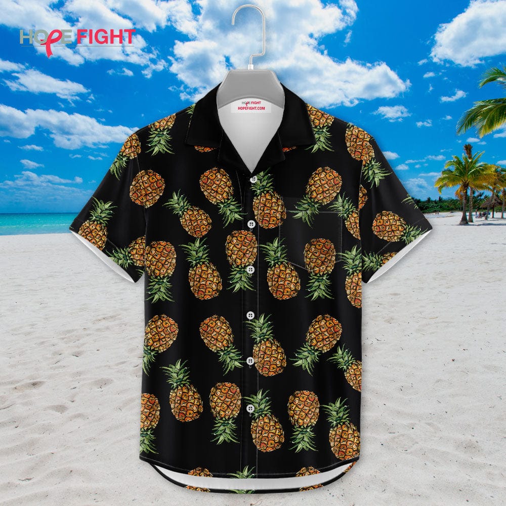Pineapple Hawaiian Shirt - Black Tropical Fruit Pattern for Summer Vibes