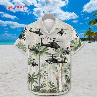 Military Helicopter Hawaiian Shirt - Apache Attack & Jungle Camo Design