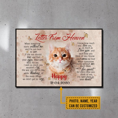 Personalized Cat Memorial Canvas - Letter From Heaven