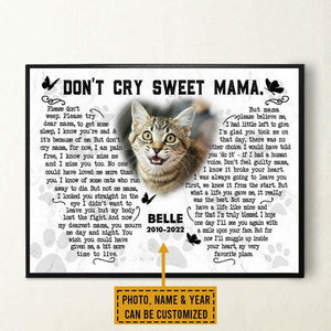 Póster conmemorativo de gato personalizado: No llores, dulce mamá