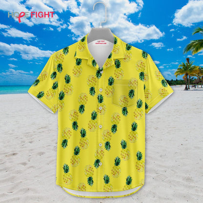 Pineapple Hawaiian Shirt - Bright Yellow Tropical Summer Outfit