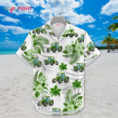 Tropical Tractor Hawaiian Shirt - Fun Farmer Beach Outfit