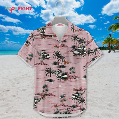 Military Helicopter Hawaiian Shirt - UH-1 Huey & Desert Sunset Design