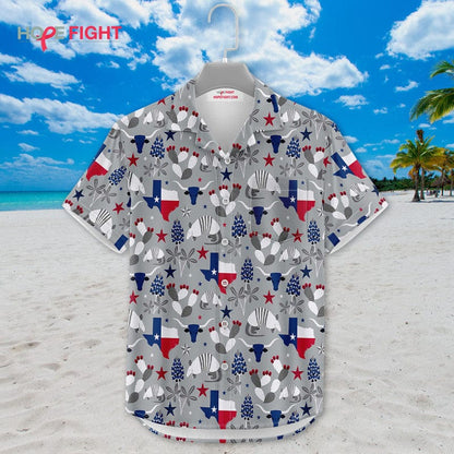Texas Hawaiian Shirt - Lone Star State & Armadillo Pattern Design
