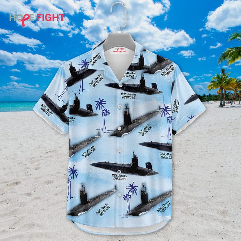 Submarine Hawaiian Shirt - USS Alaska SSBN-732 & Tropical Beach Design