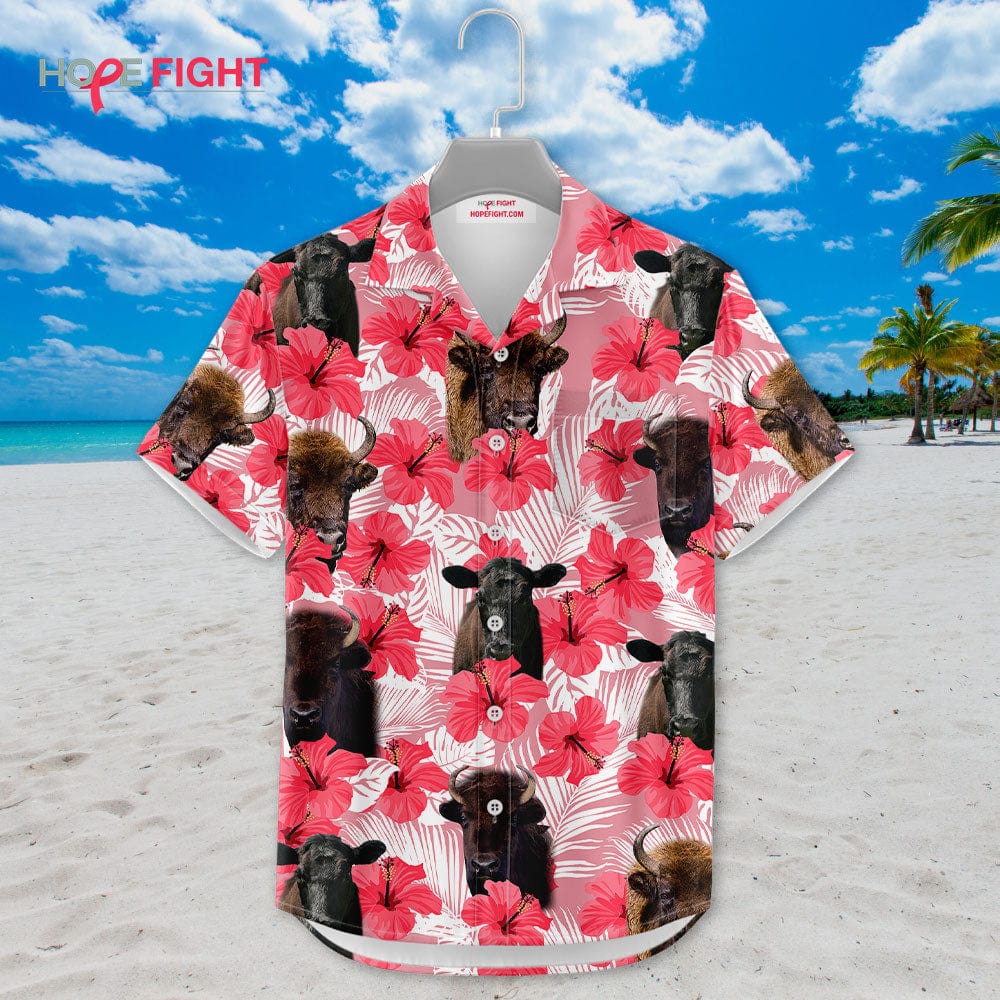 Wild Bison Hibiscus Hawaiian Shirt