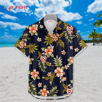 Peach Hibiscus Hawaiian Shirt