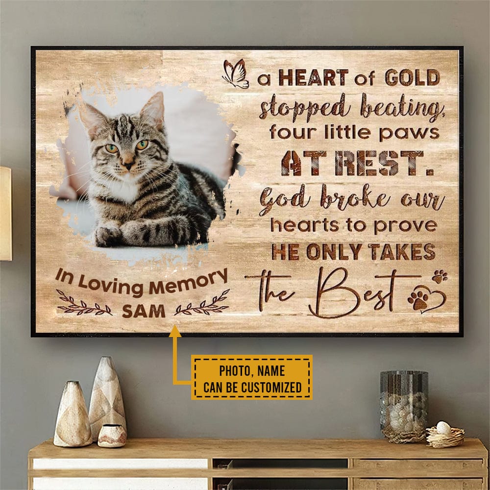Personalized Cat Memorial Poster, Canvas In Loving Memory, God Broke Our Hearts To Prove