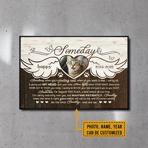 Póster conmemorativo de gato personalizado, lienzo: homenaje a las alas de ángel "Someday We'll Meet Again"