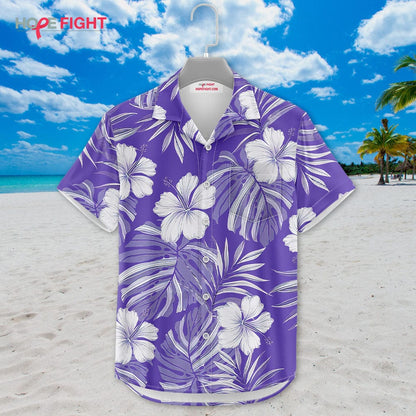 Hibiscus Hawaiian Shirt - Purple & White Tropical Floral Design for Summer
