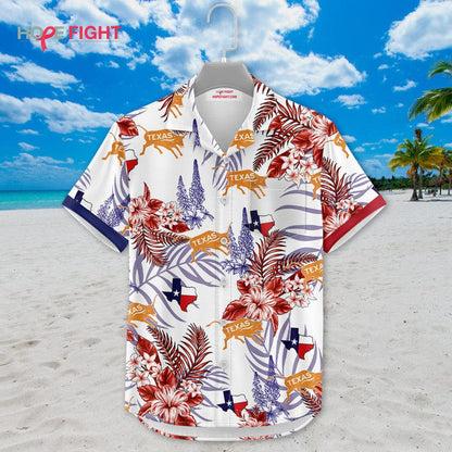 Texas Hawaiian Shirt - Lone Star Flag & Tropical Floral Design