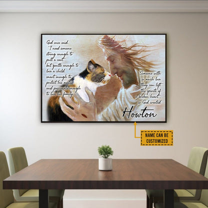 Personalized Calico Cat Memorial Poster, Canvas God's Creation Cat and Jesus Inspirational Quote Wall Art