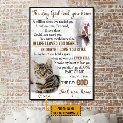 Personalized Cat Memorial Canvas - The Day God Took You Home