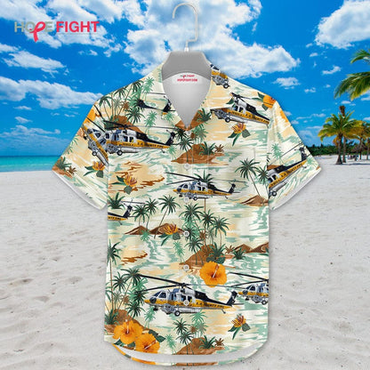Rescue Helicopter Hawaiian Shirt - LA County Fire & Tropical Desert Design