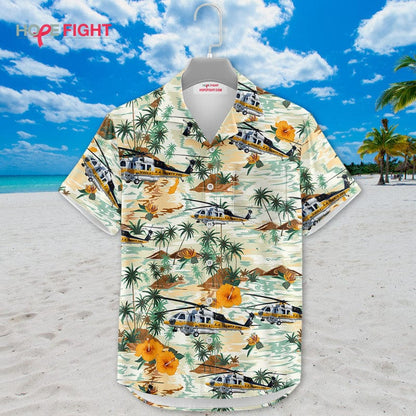 Rescue Helicopter Hawaiian Shirt - LA County Fire & Tropical Island Desig