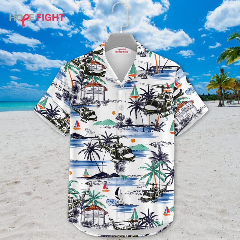 Military Helicopter Hawaiian Shirt - Tactical Air Assault & Island Vibes