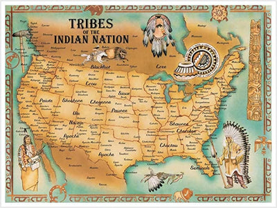Tribes Of The Indian Nation Map Of American Native Jigsaw Puzzle, Autism Toys For Kids, Adults