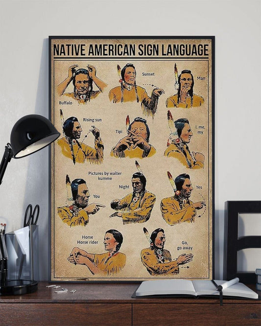 Native American Sign Language Poster, Canvas