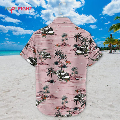 Military Helicopter Hawaiian Shirt - UH-1 Huey & Desert Sunset Design