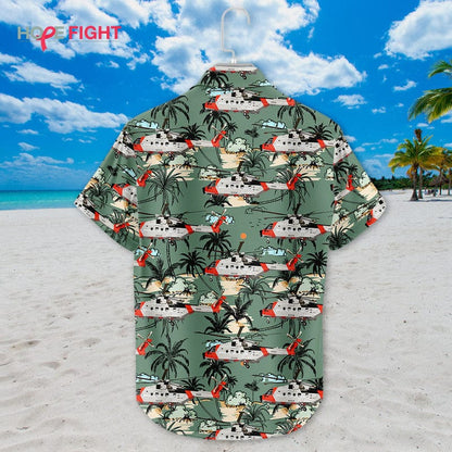 Rescue Helicopter Hawaiian Shirt - Coast Guard & Tropical Island Design